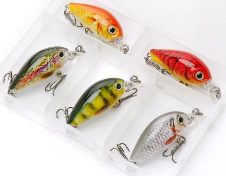 5 pc 1 1/2 inch crankbait assortment w/box (B)